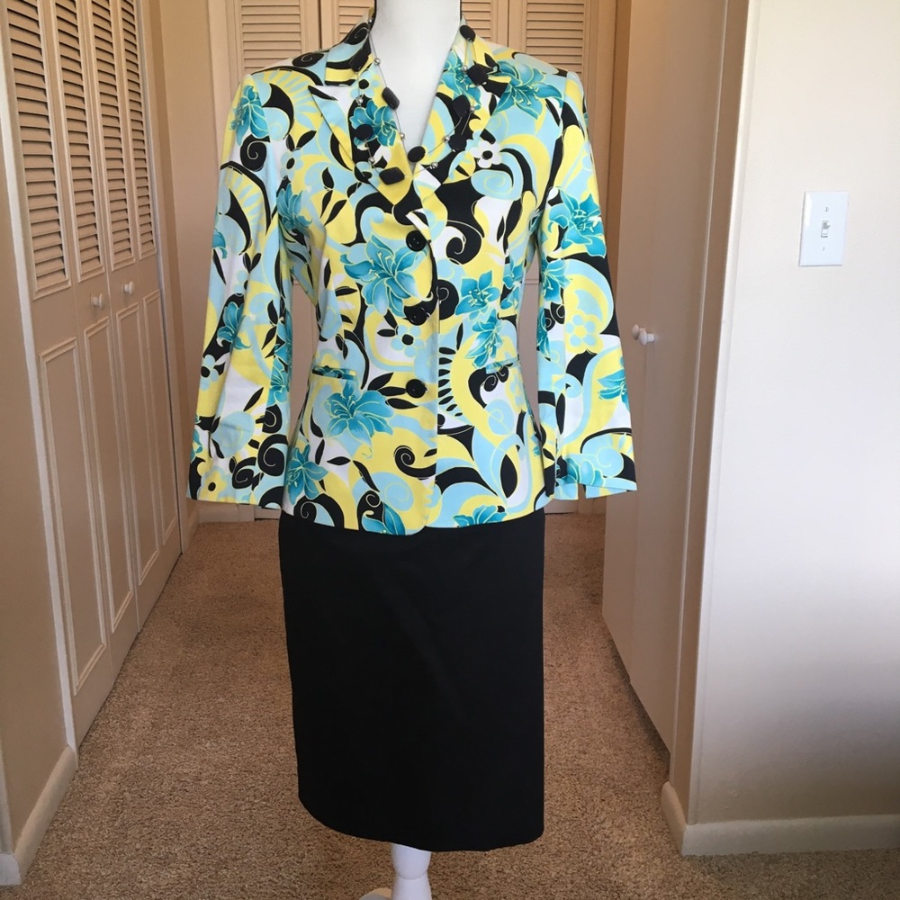 Tahari jacket with black pencil skirt